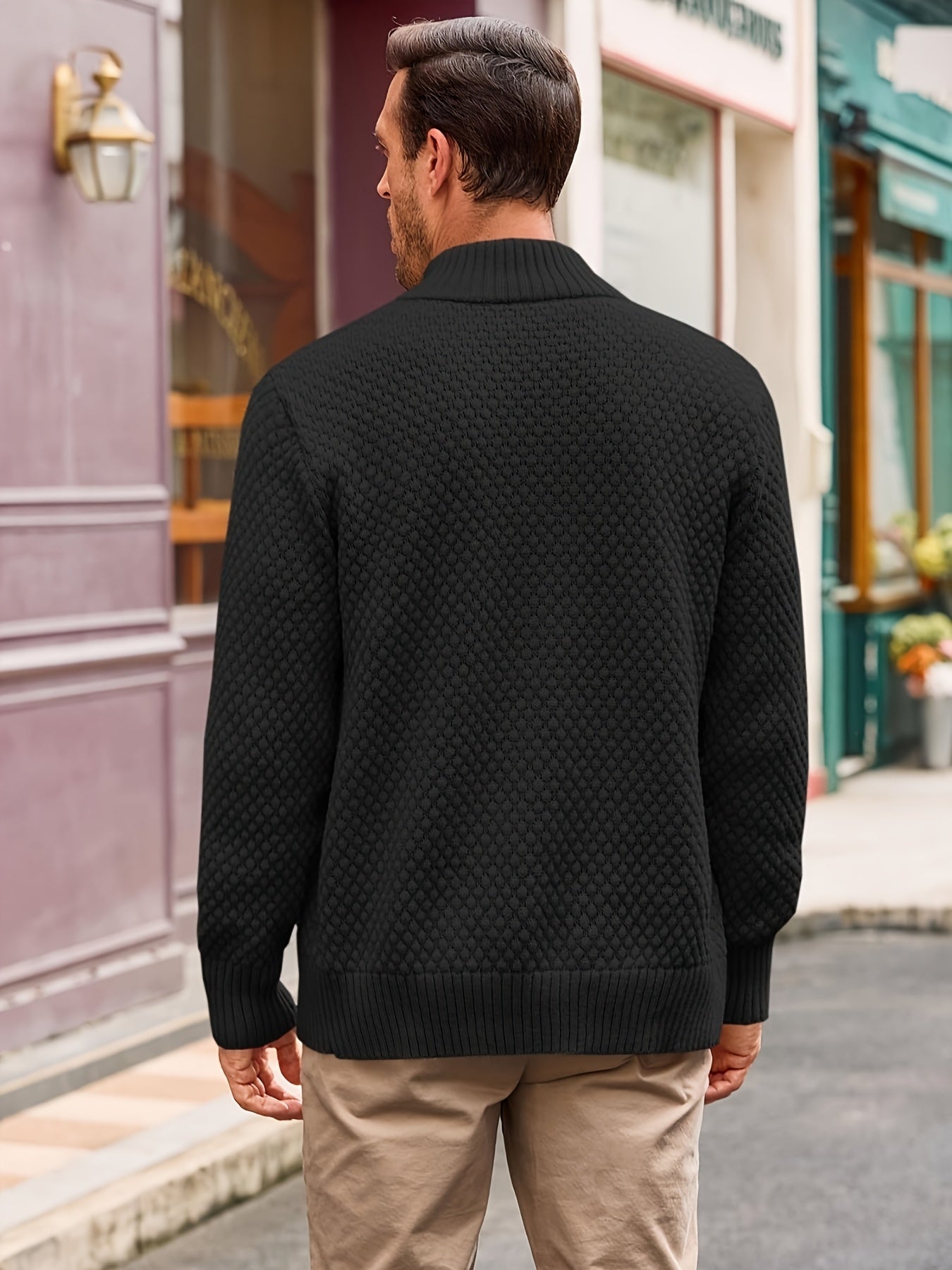 Zip Stand Knit Cardigan