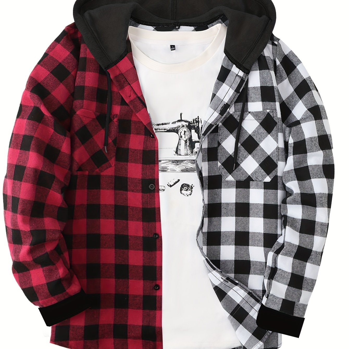 Hooded Plaid Shirt Jacket