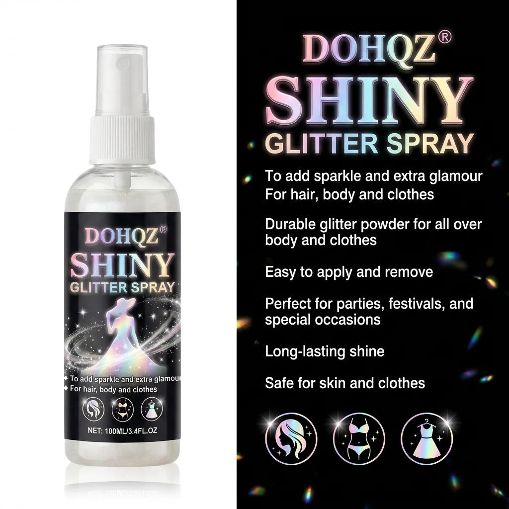 Festival Glitter Spray 100ml Silver Sparkle Body Paint for Weddings, NYE, Costume Party, Stage Performance, SFX Makeup - Washabl