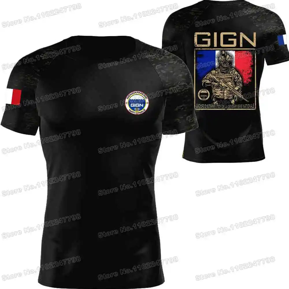 2023 French National Gendarmerie Intervention Group T Shirt France GIGN Outdoor technical Shirts fitness Clothing Training Tops