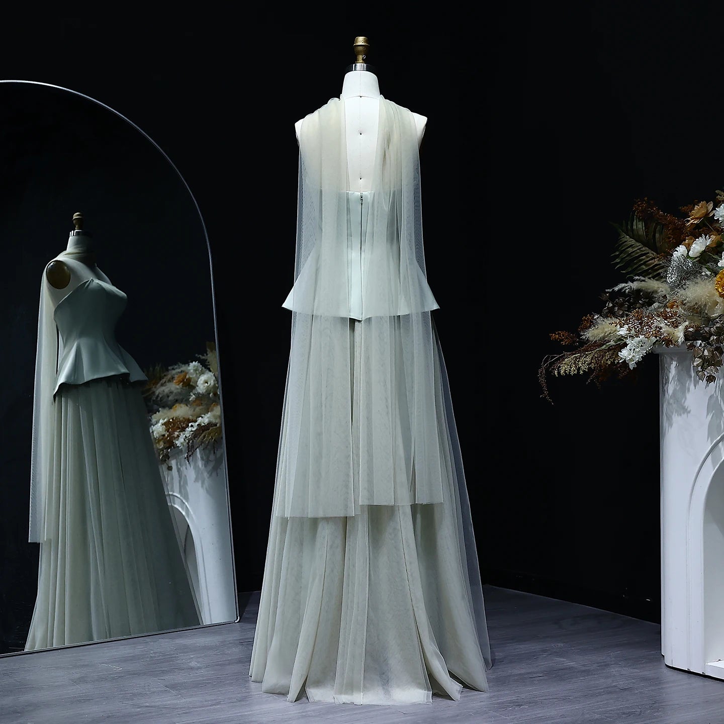 Elegant Strapless Satin Evening Gown