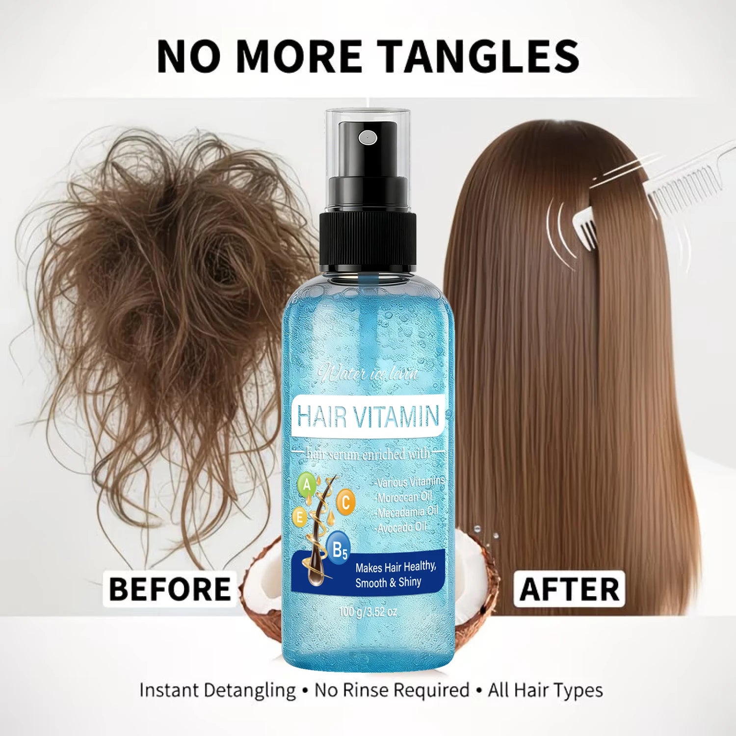 Hair Vitamin Hair Serum With Argan Macadamia Avocado Oil Nourishing Spray Smooth Shiny Healthy Dry Hair Care Product 100g