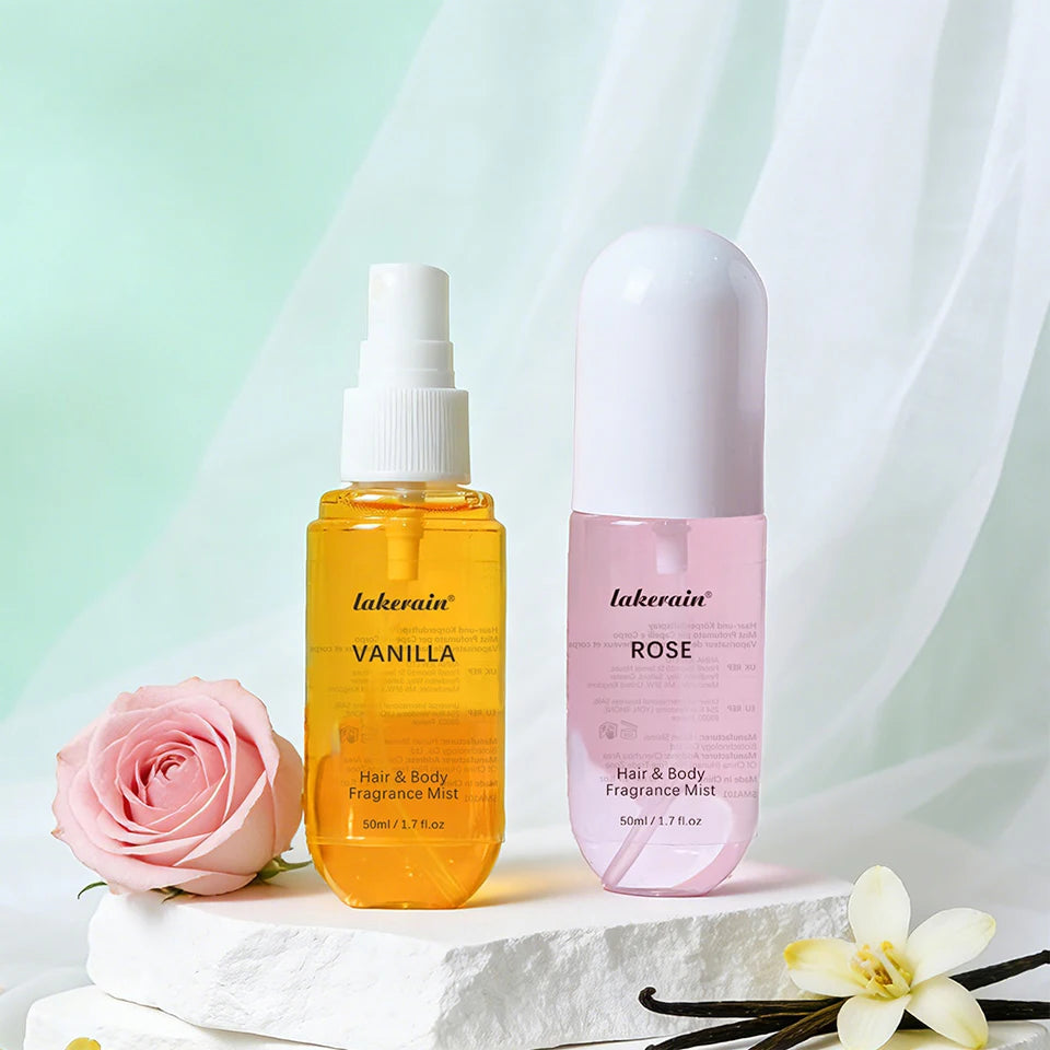 50ml Vanilla Rose Fragrance Spray Hair & Body Fragrance Mist Fresh Long Lasting Fragrance Perfume Travel Size Freshener Spray