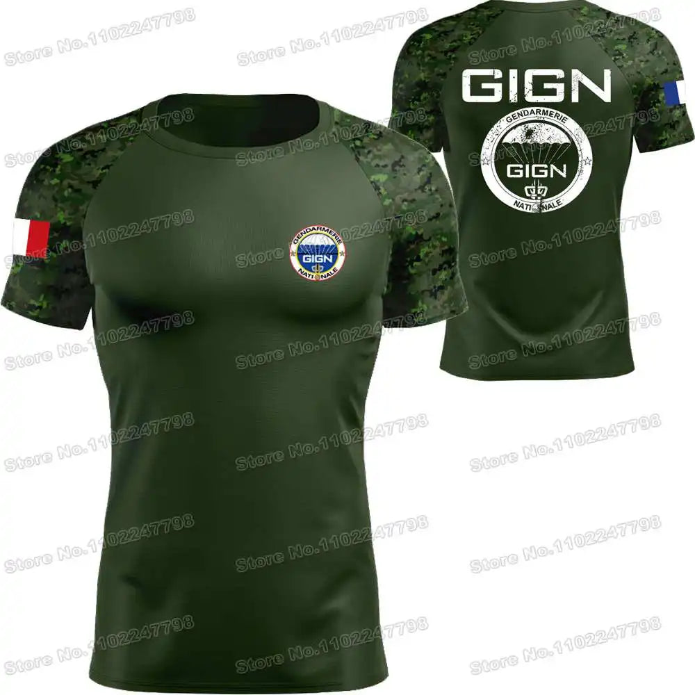 2023 French National Gendarmerie Intervention Group T Shirt France GIGN Outdoor technical Shirts fitness Clothing Training Tops