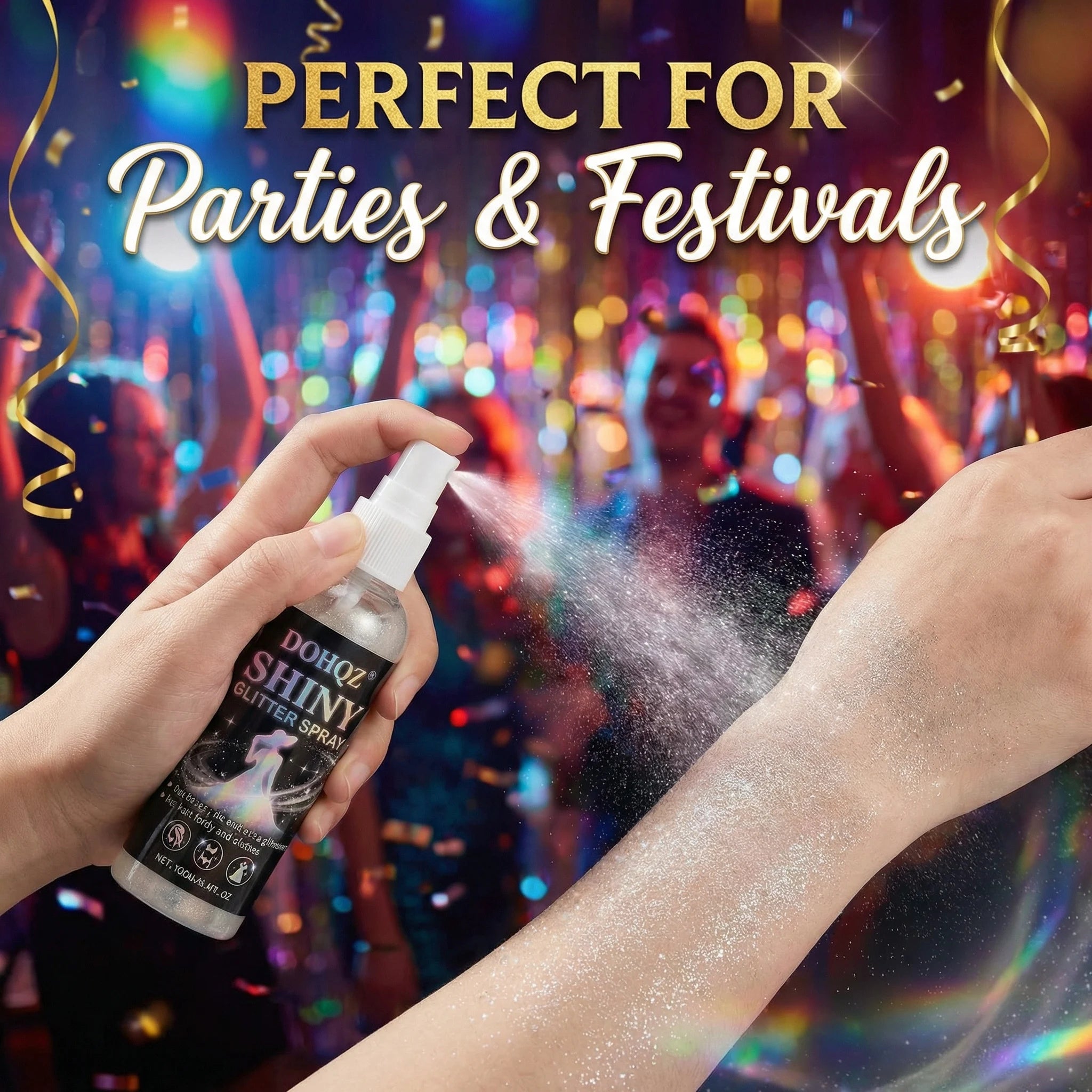 Festival Glitter Spray 100ml Silver Sparkle Body Paint for Weddings, NYE, Costume Party, Stage Performance, SFX Makeup - Washabl