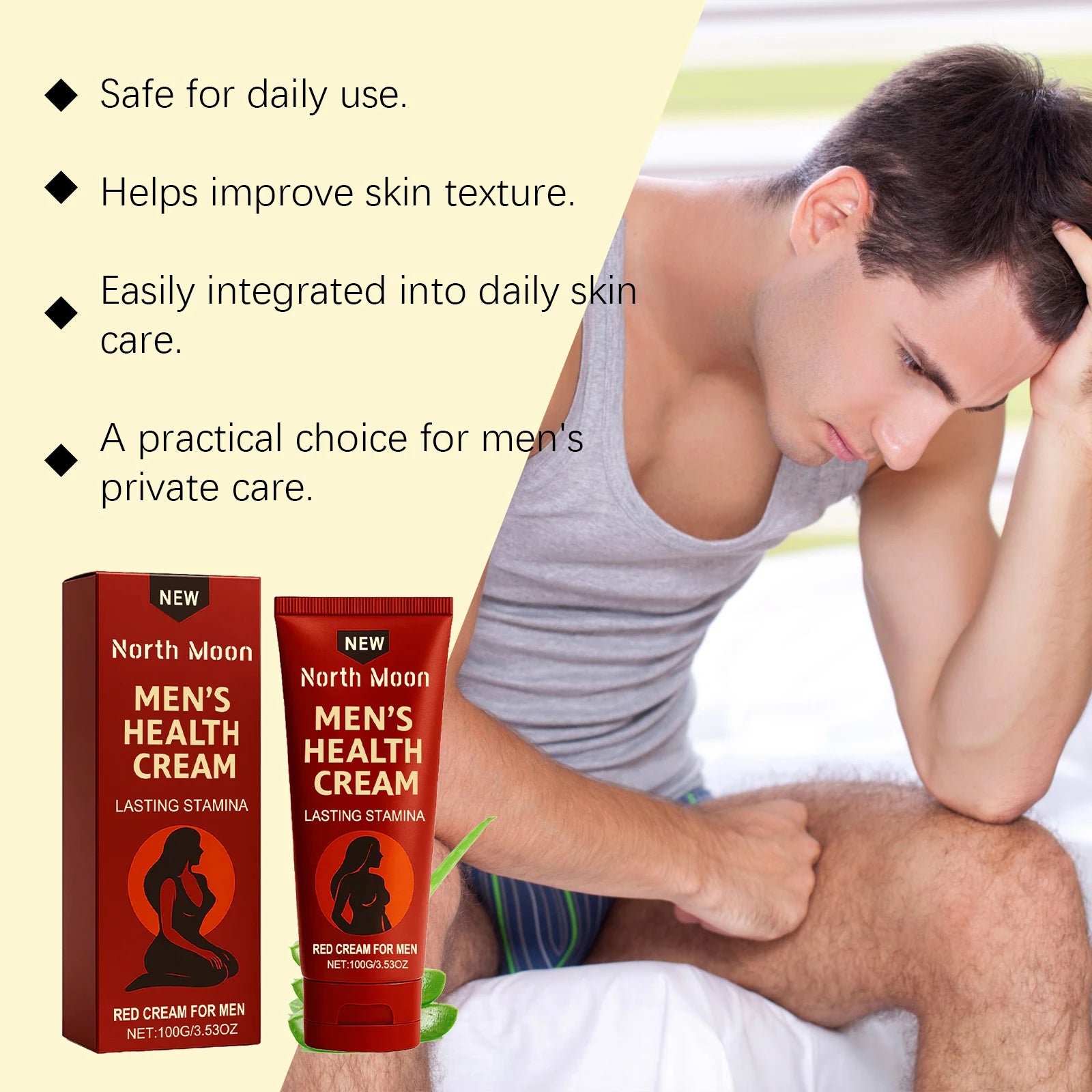 North Moon Men Intimate Care Cream Massage Cream Gentle Moisturizing Nourishing Body Skin Comfort External Use Daily Care 100g