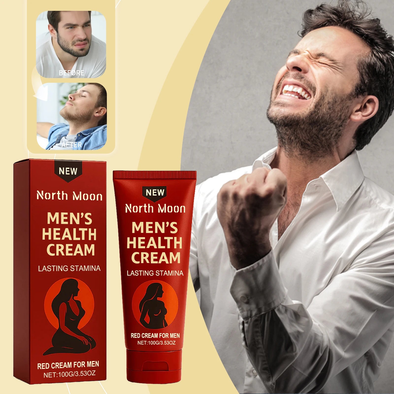 North Moon Men Intimate Care Cream Massage Cream Gentle Moisturizing Nourishing Body Skin Comfort External Use Daily Care 100g