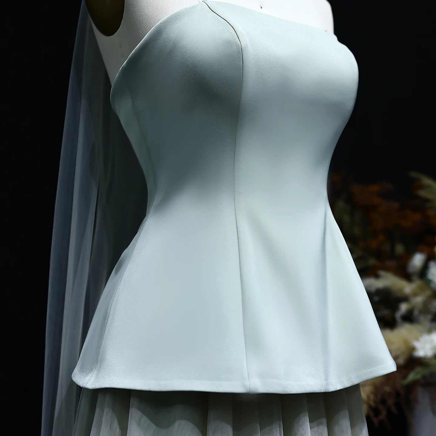 Elegant Strapless Satin Evening Gown