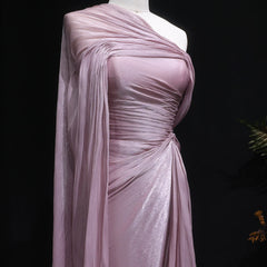 Lilac One-Shoulder Draped Evening Gown