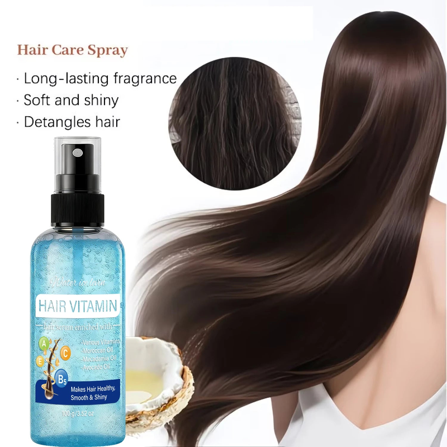 Hair Vitamin Hair Serum With Argan Macadamia Avocado Oil Nourishing Spray Smooth Shiny Healthy Dry Hair Care Product 100g