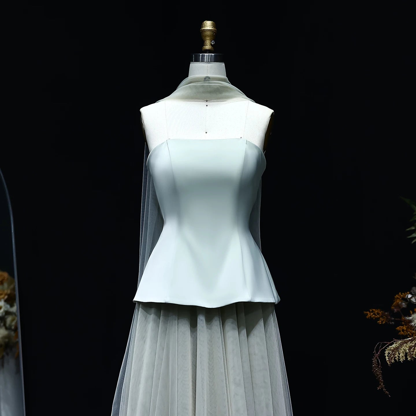 Elegant Strapless Satin Evening Gown