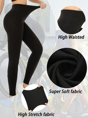Women's leggings, high-waisted, solid color, tummy control, slimming, black, see-through, running, sports, yoga pants.