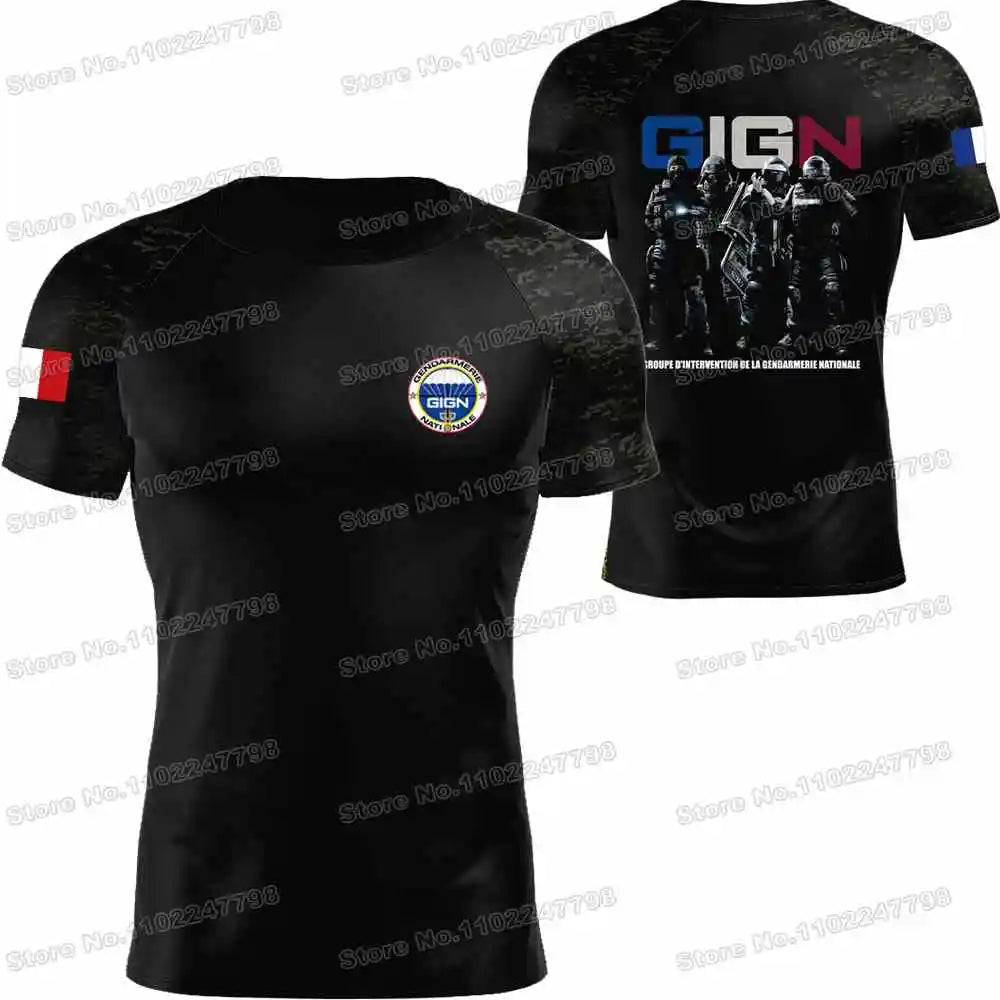 2023 French National Gendarmerie Intervention Group T Shirt France GIGN Outdoor technical Shirts fitness Clothing Training Tops