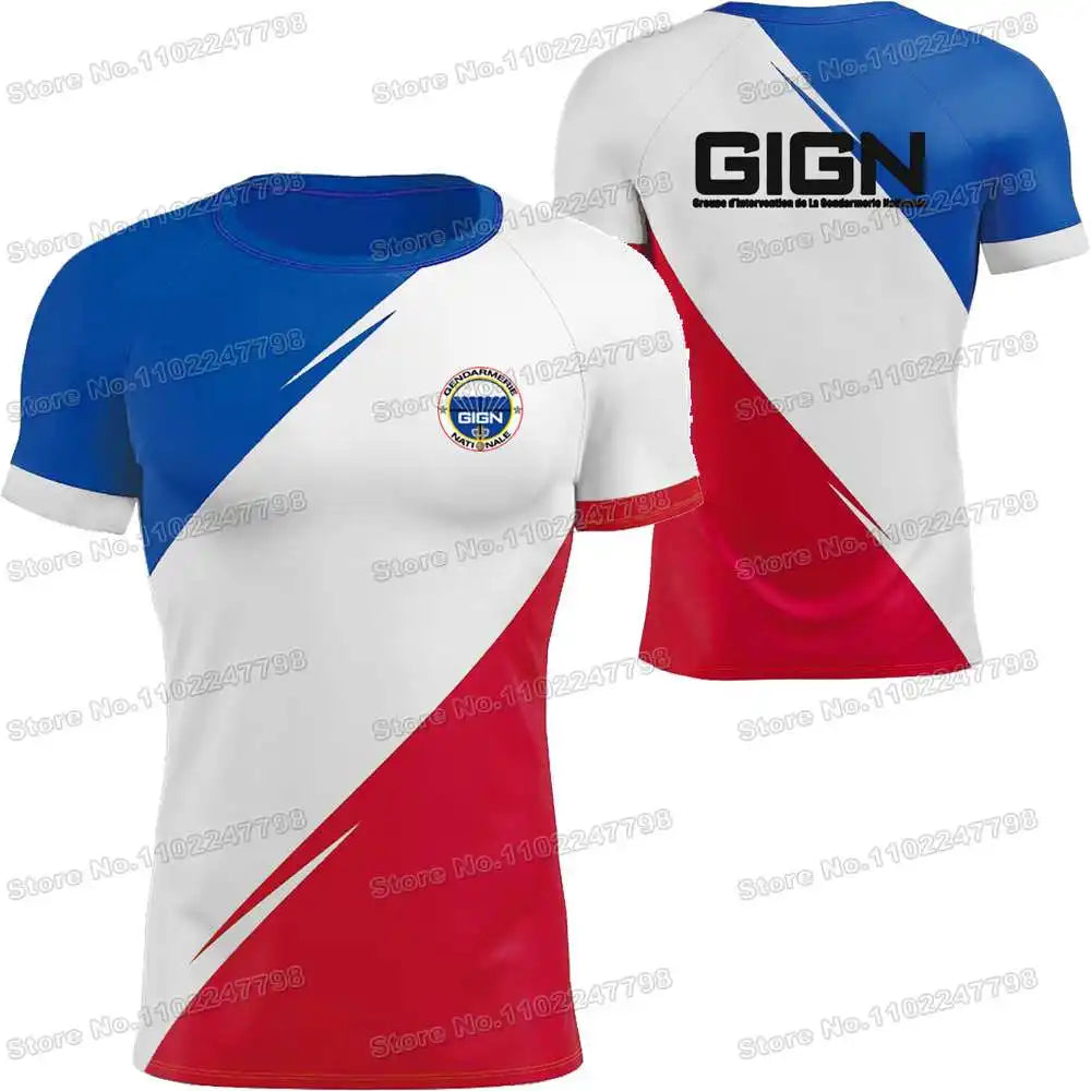 2023 French National Gendarmerie Intervention Group T Shirt France GIGN Outdoor technical Shirts fitness Clothing Training Tops