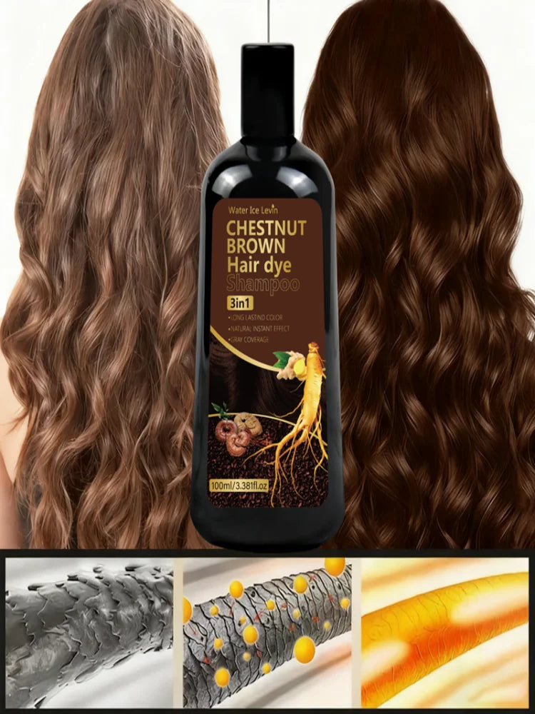 Unisex 9‑in‑1 Dark Brown Hair Care Shampoo Herbal Formula Nourish Scalp Long‑Lasting Hair Shine Daily Gentle Hair Cleanser