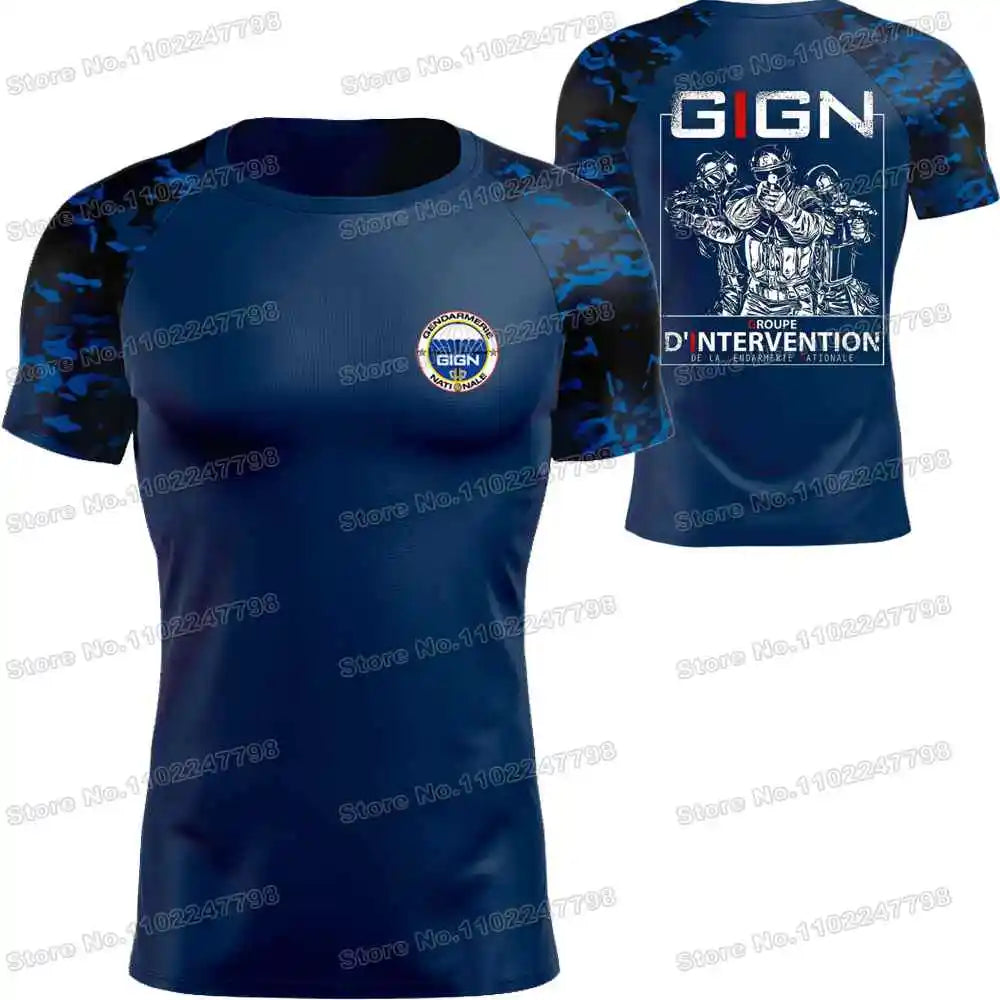 2023 French National Gendarmerie Intervention Group T Shirt France GIGN Outdoor technical Shirts fitness Clothing Training Tops