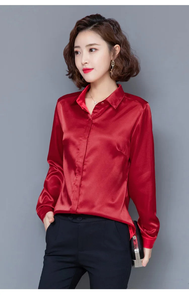 Elegant Satin Silk Office Blouse