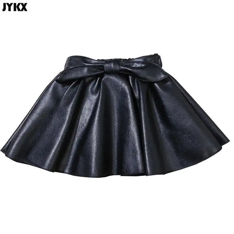 Kids Pleated PU Mini Skirt