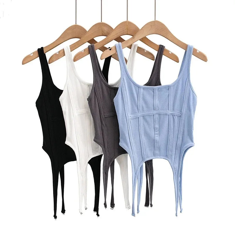 Summer Women Tube Top Corset For Girls Ribbed Sleeveless White Black Gray Blue Y2k Solid Basic Crop Tank Top Camis Fairy Grunge