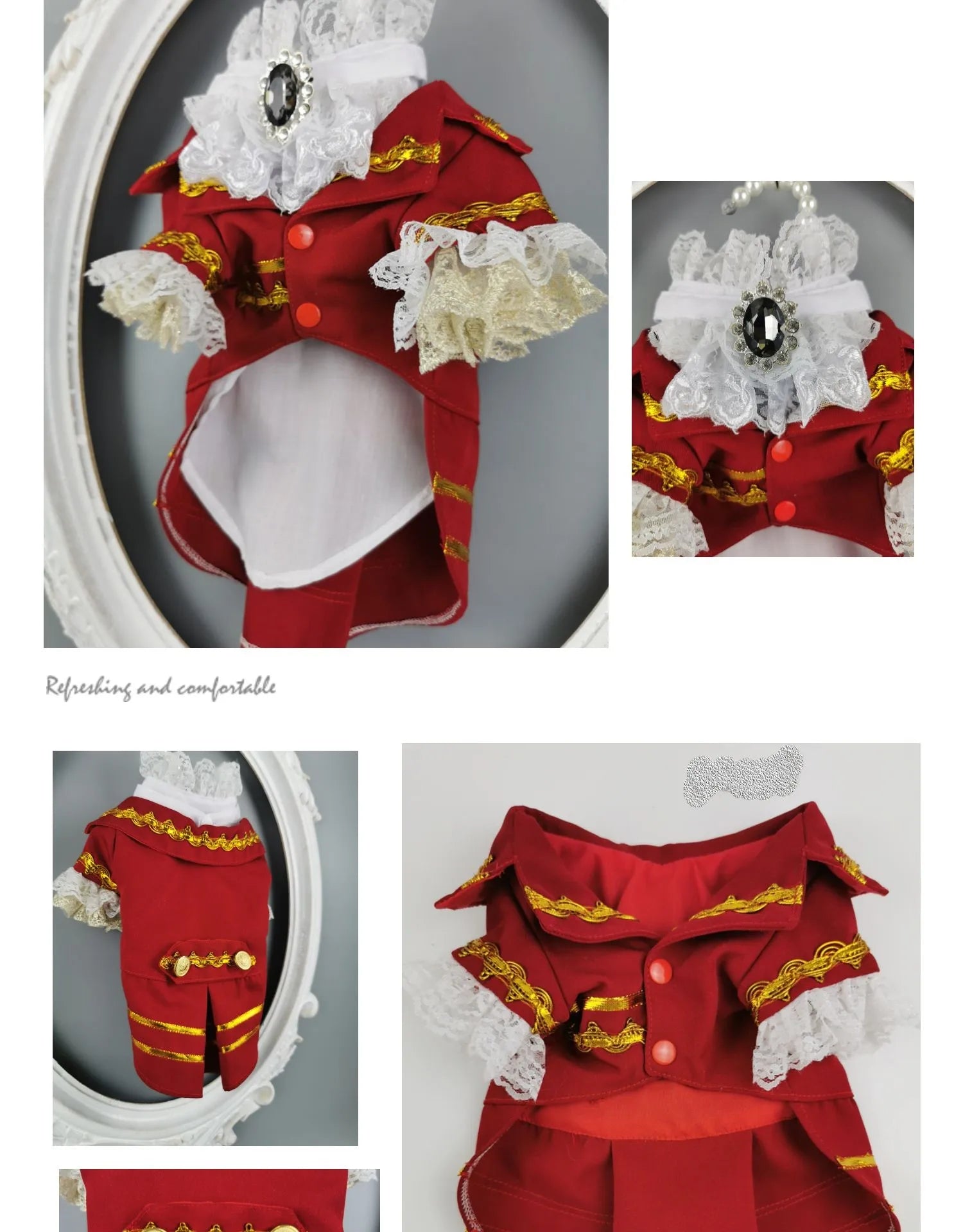 Handmade Unique Design Dog Clothes European Court Style Pet Costume Suit Lace Cuffs Collar Twin Sets Apparel Cat Poodle Maltese