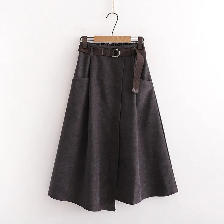 Irregular Pocket High Waist Midi
