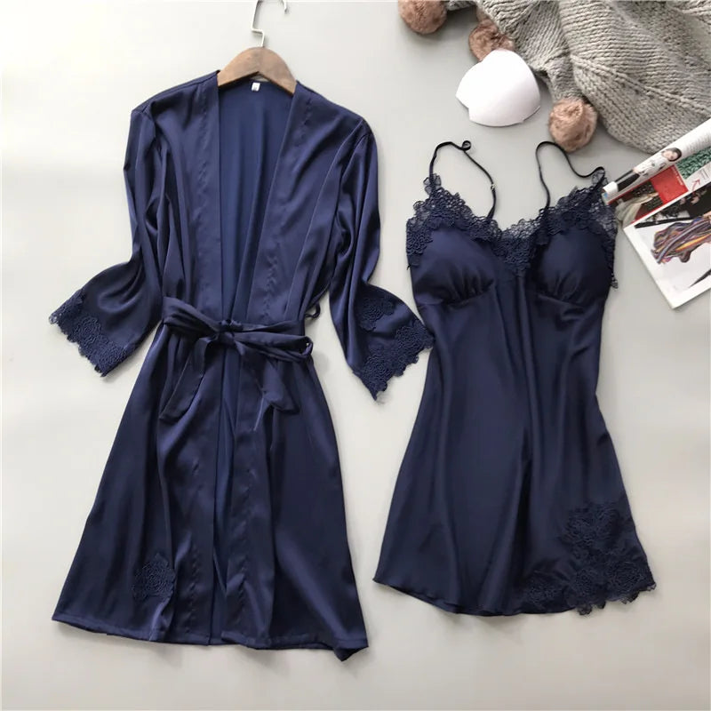 Silk Satin Two Piece Pajamas
