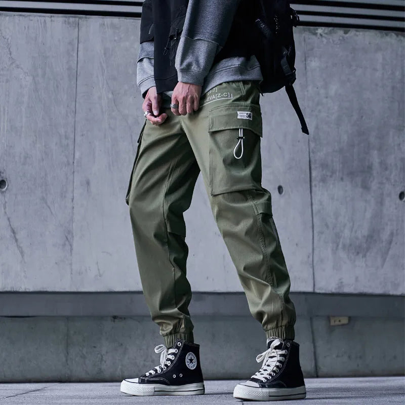 New Joggers Cargo Pants Men Fashion Ribbons Pocket Harem Trousers Sweatpants Men Hip Hop Harajuku Streetwear Casual Pants