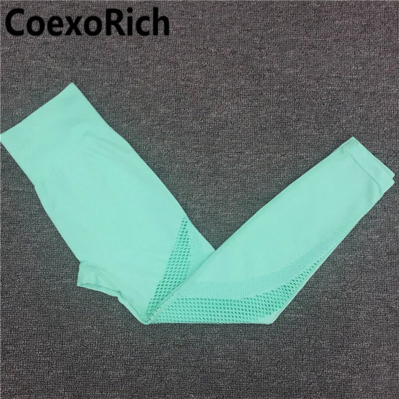 Yoga Set Women Fitness Gym Clothing Sport Suit Seamless Hollow Out Long Sleeve Crop Top High Waist Workout Leggings Sportwear