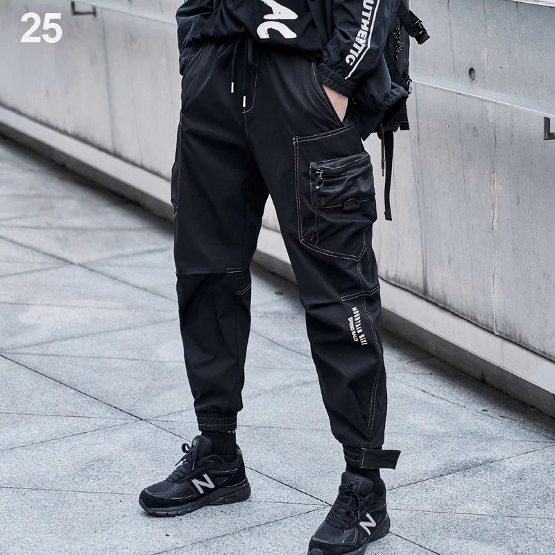 New Joggers Cargo Pants Men Fashion Ribbons Pocket Harem Trousers Sweatpants Men Hip Hop Harajuku Streetwear Casual Pants