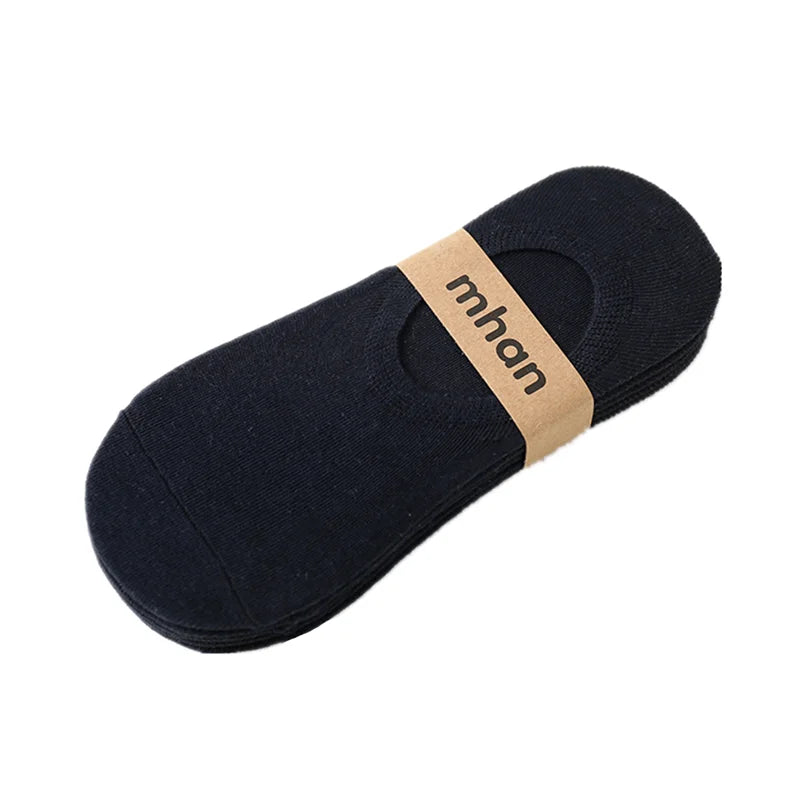 Men’s Invisible Cotton No-Show Socks – 5-Pair Set