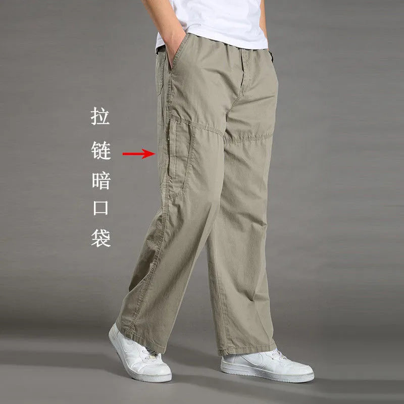 Loose Cotton Cargo Work Pants