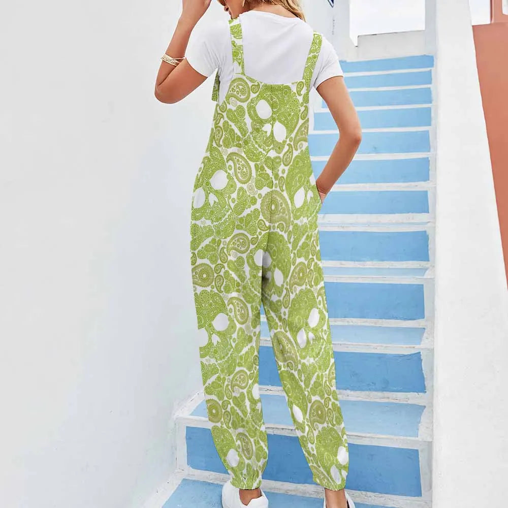 Printed Wide Leg Strap Jumpsuit