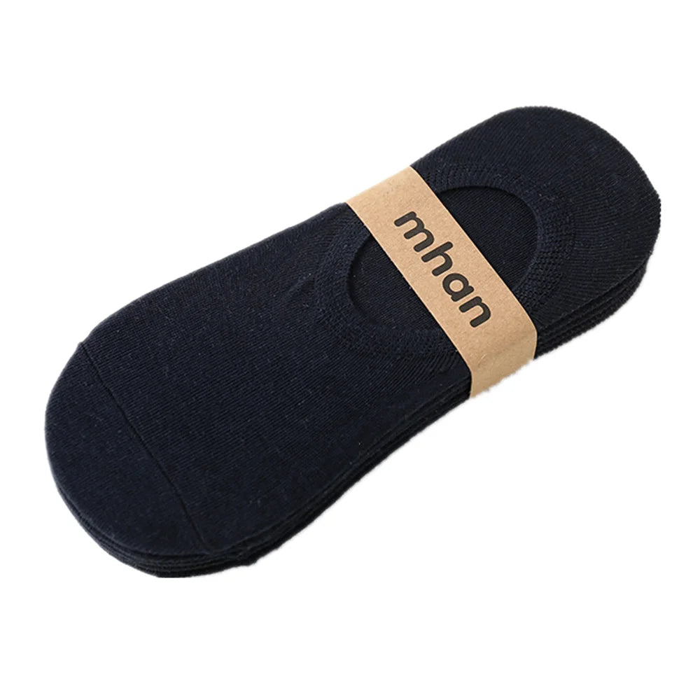 Men’s Invisible Cotton No-Show Socks – 5-Pair Set