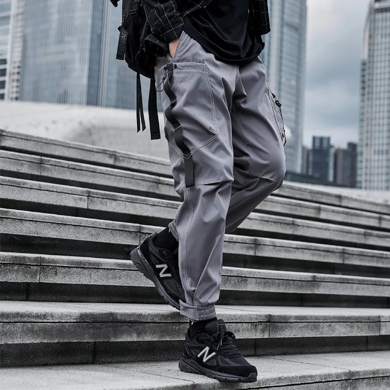 New Joggers Cargo Pants Men Fashion Ribbons Pocket Harem Trousers Sweatpants Men Hip Hop Harajuku Streetwear Casual Pants