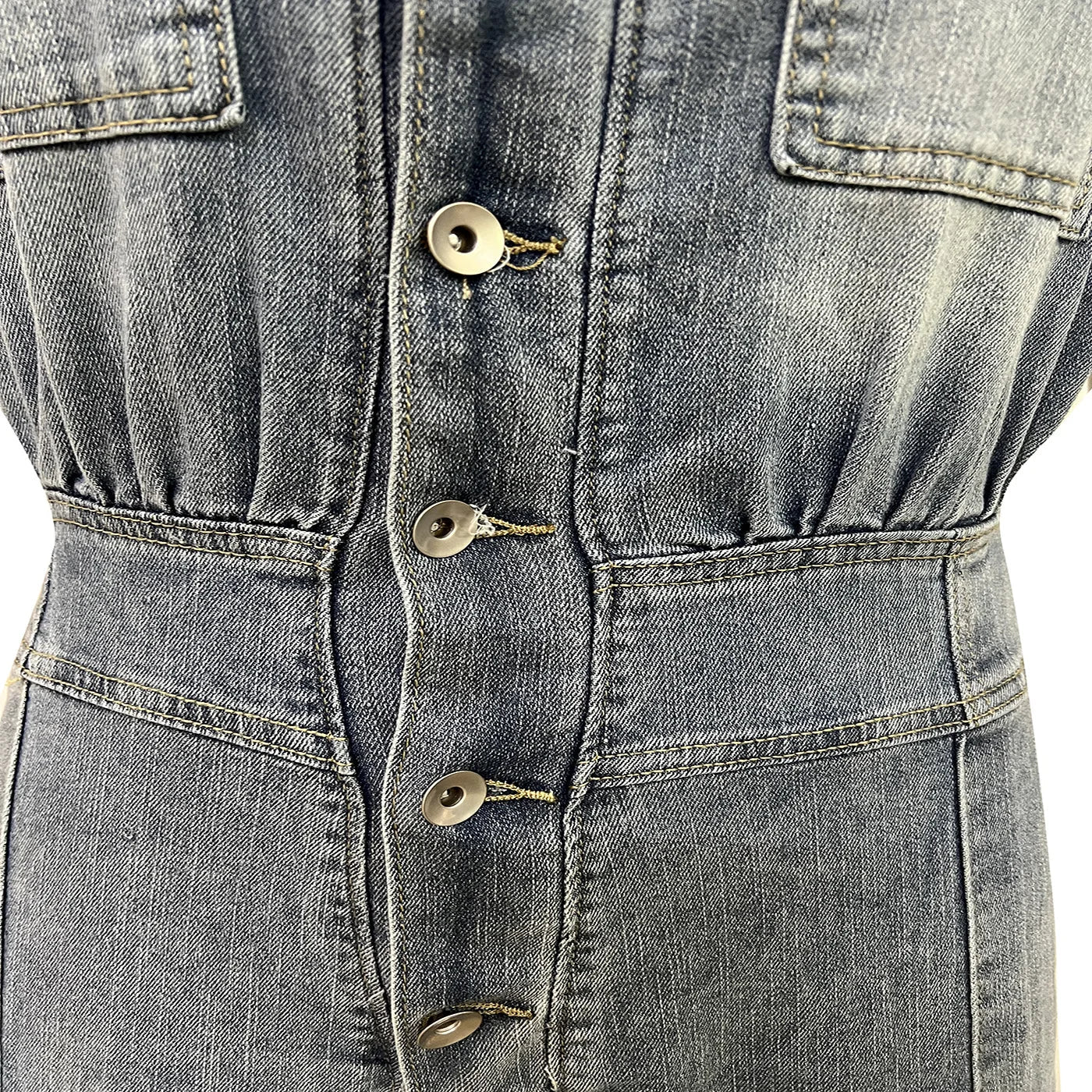Sleeveless Wide-Leg Denim Jumpsuit