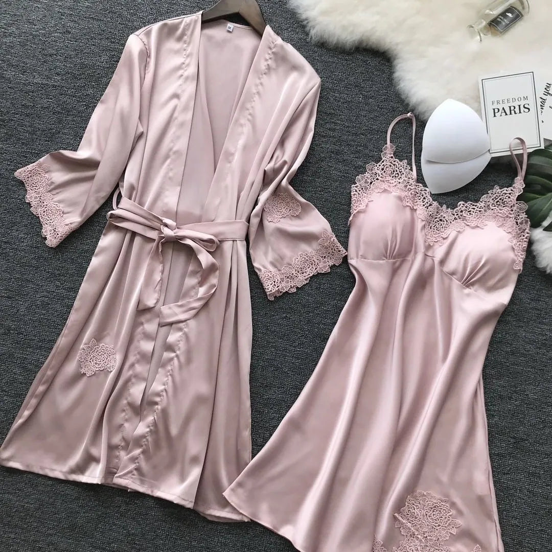 Silk Satin Two Piece Pajamas