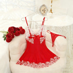 Women Suspender Midi Nightwear Set