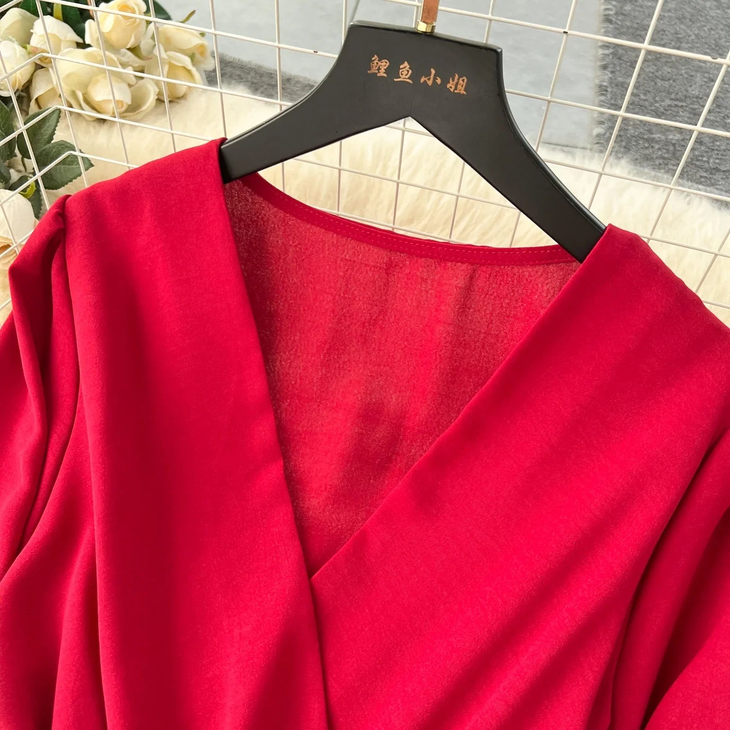 V-Neck Lantern Sleeve Jumpsuit