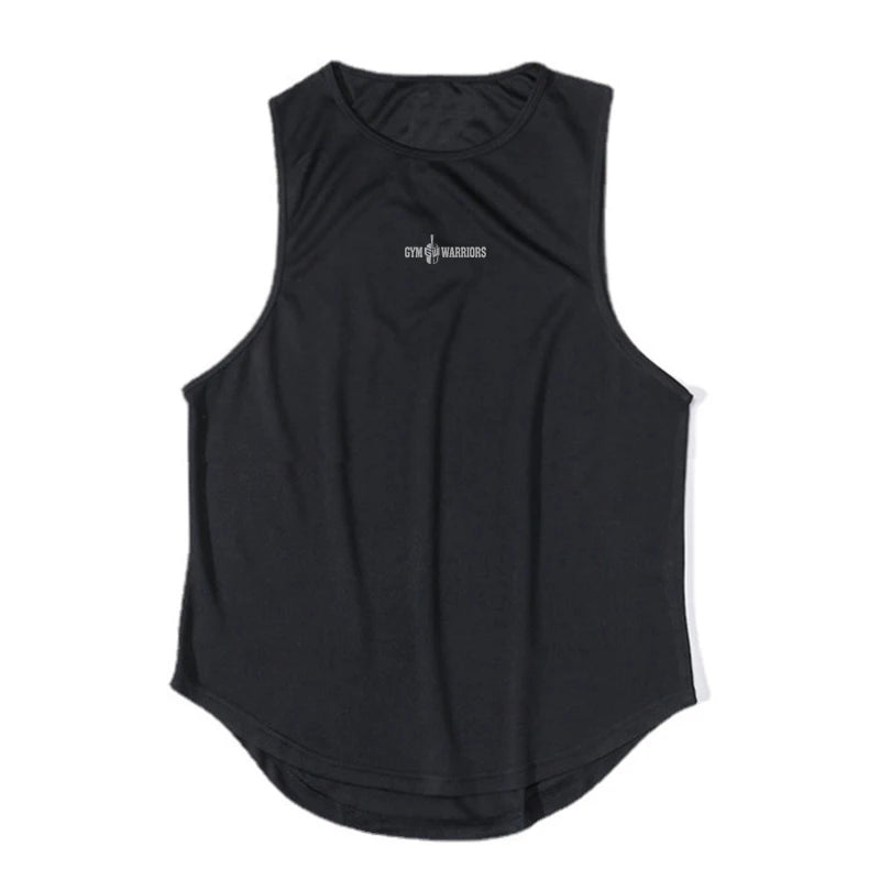 Gym Tank Tops Bodybuilding Fitness Sleeveless T Shirt Men Mesh Printed Workout Stringer Singlets Summer Casual Sports Vest Men