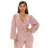Shimmering Sequin V-Neck Glamour Jumpsuit