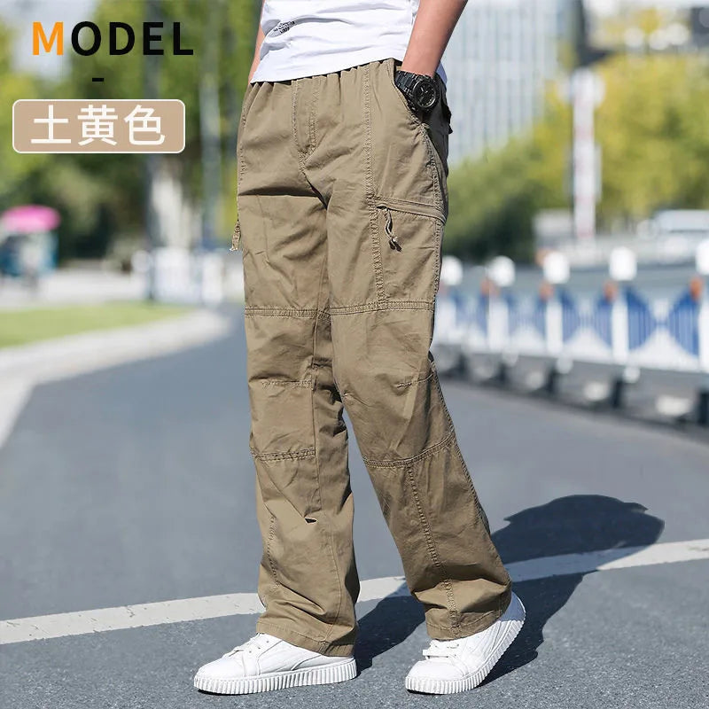 Loose Cotton Cargo Work Pants