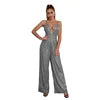 Elegant Backless Sequin Halter Jumpsuit