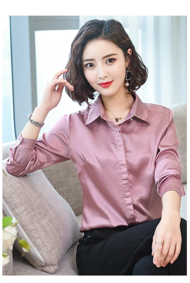 Elegant Satin Silk Office Blouse