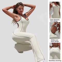 Seamless Backless Yoga Jumpsuit Set