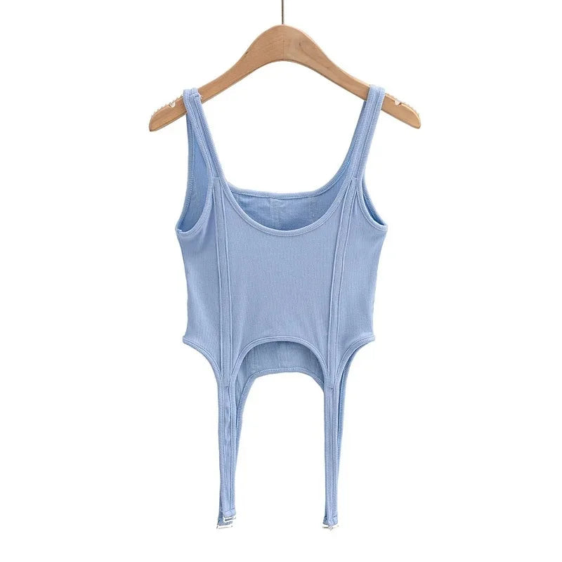Summer Women Tube Top Corset For Girls Ribbed Sleeveless White Black Gray Blue Y2k Solid Basic Crop Tank Top Camis Fairy Grunge