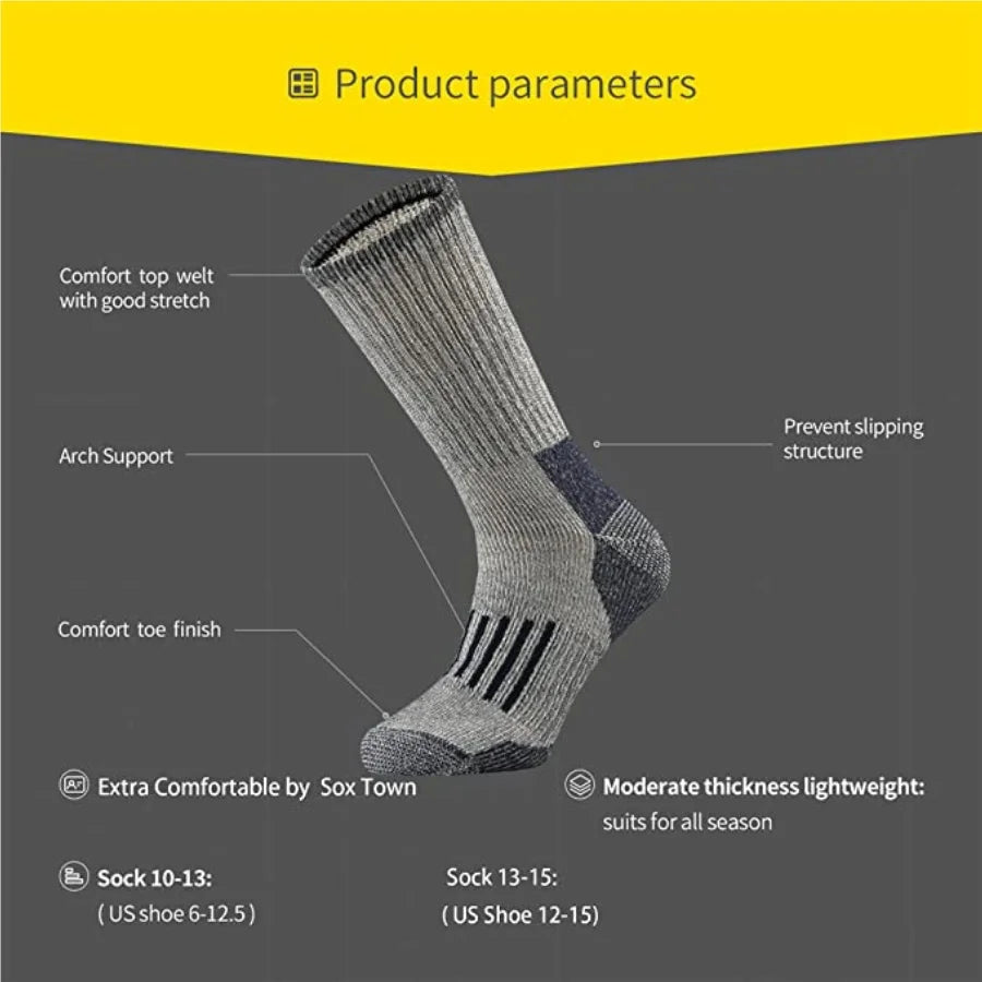 Merino Wool Hiking Crew Socks