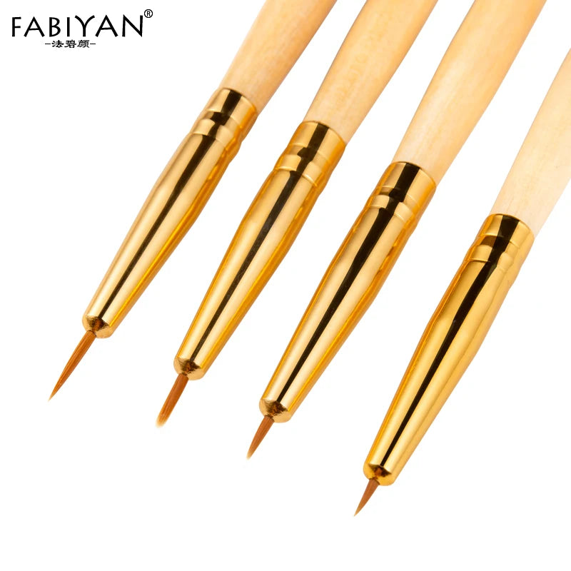 Nail Art Brush Painting Drawing Carving Pen Wooden Handle Round Manicure Tools Design Flower Acrylic Tips UV Gel Polish