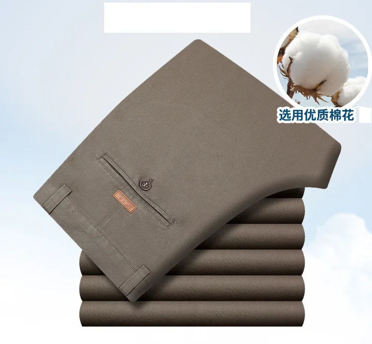 Classic Pleated Cotton Business Trousers