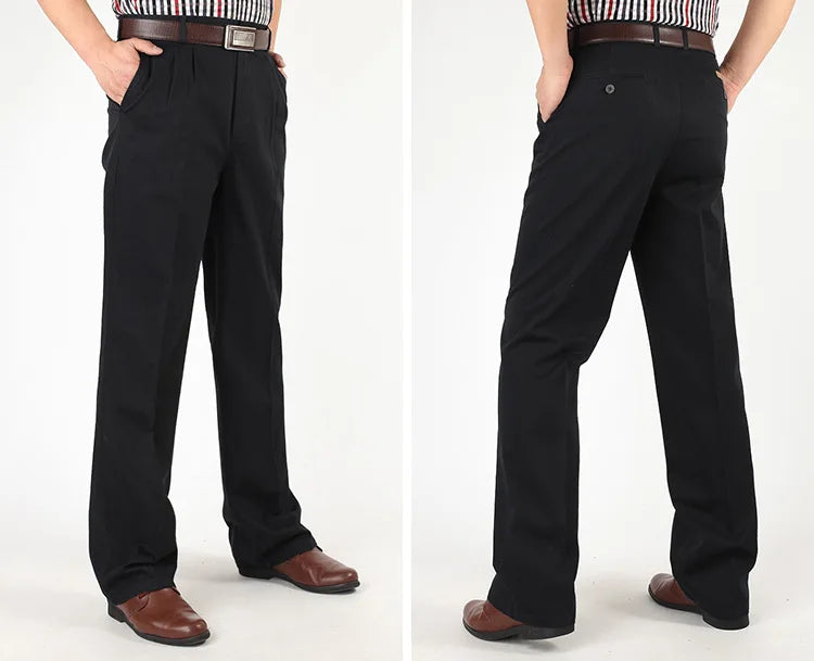 Classic Pleated Cotton Business Trousers