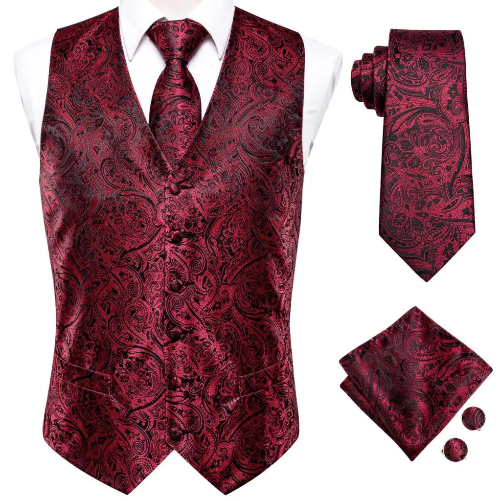 Men’s Silk Jacquard Suit Vest Set